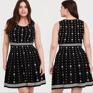Torrid Womens 12075714 Black Gold Star Sweater Knit Skater Dress Sleeveless 2 2X